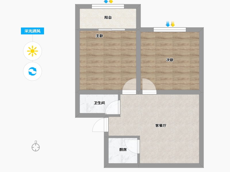 浙江省-杭州市-盛世嘉园(公寓住宅)-46.25-户型库-采光通风