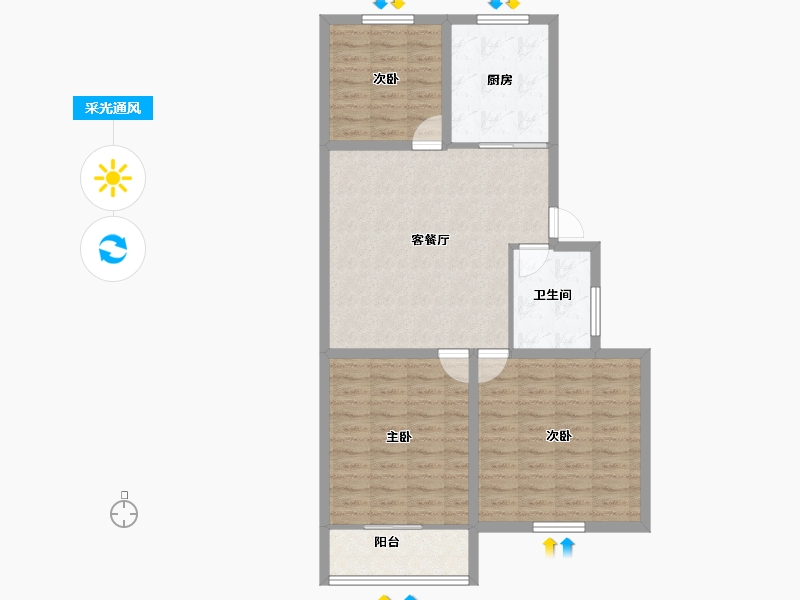 浙江省-杭州市-庆春苑-89.67-户型库-采光通风