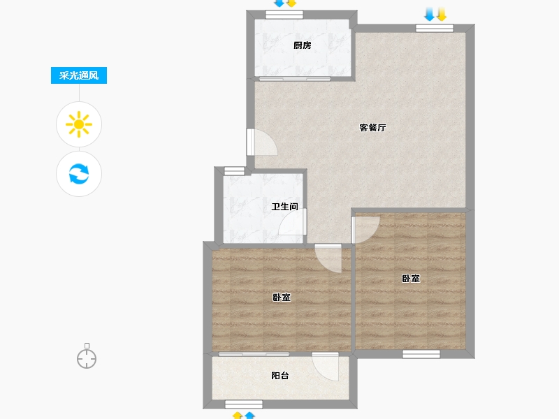 福建省-厦门市-沧一小区-68.58-户型库-采光通风