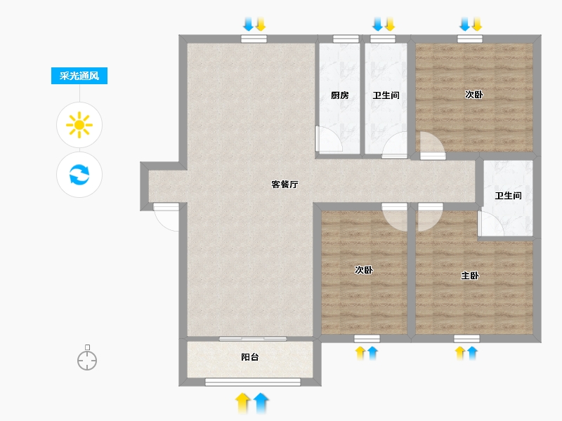 浙江省-杭州市-春天花园-97.71-户型库-采光通风