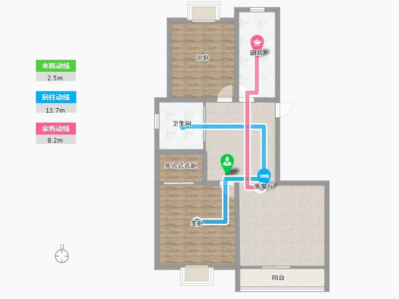 浙江省-杭州市-东新园新湖苑-88.26-户型库-动静线