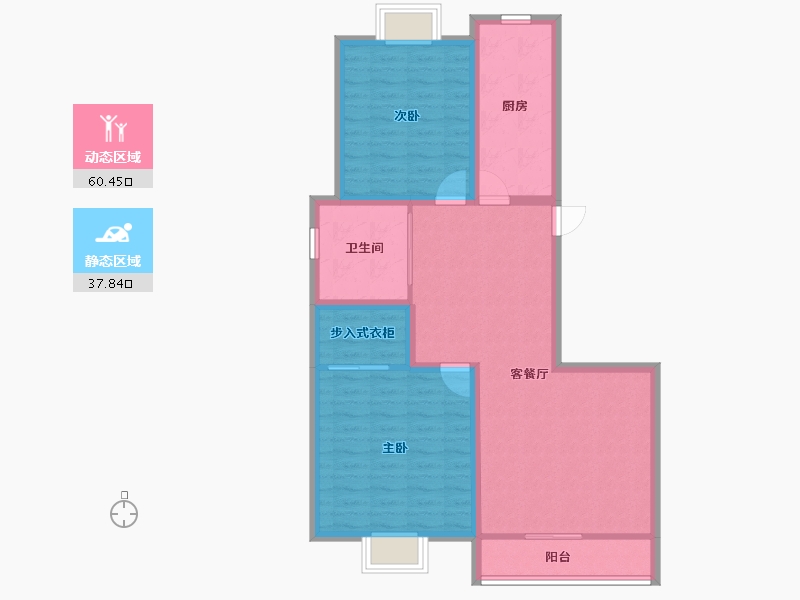 浙江省-杭州市-东新园新湖苑-88.26-户型库-动静分区