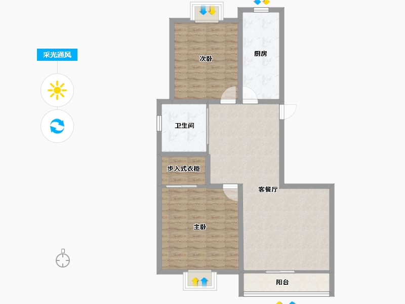 浙江省-杭州市-东新园新湖苑-88.26-户型库-采光通风