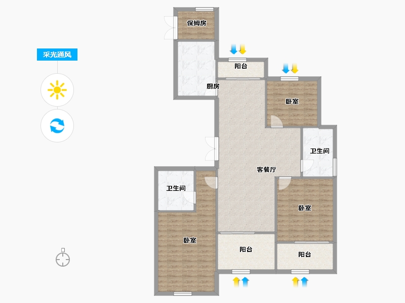 浙江省-金华市-久府和园-127.30-户型库-采光通风