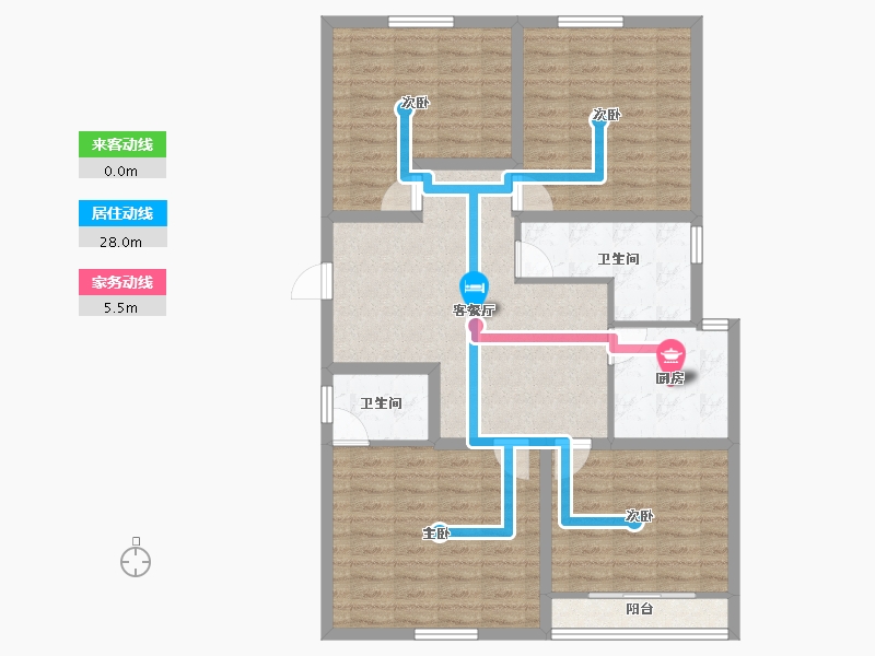 浙江省-杭州市-昆仑红苹果-100.91-户型库-动静线