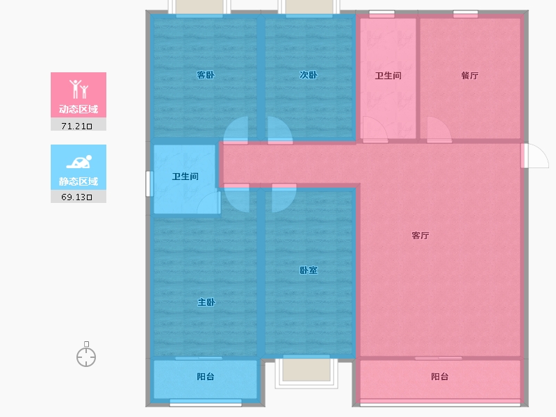 浙江省-杭州市-盛世嘉园(公寓住宅)-126.28-户型库-动静分区