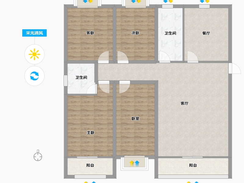 浙江省-杭州市-盛世嘉园(公寓住宅)-126.28-户型库-采光通风