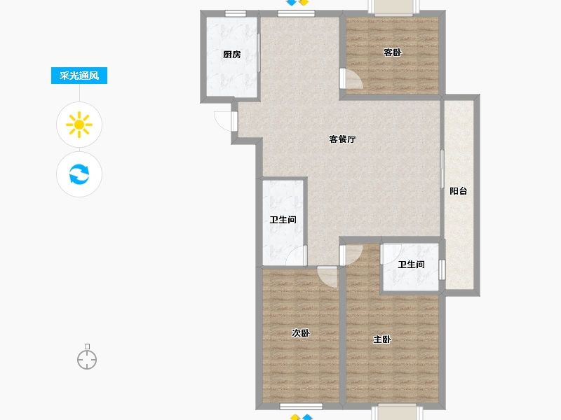 浙江省-杭州市-金域兰庭-115.19-户型库-采光通风