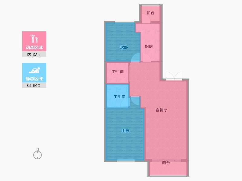 黑龙江省-齐齐哈尔市-锦湖金色世家-96.00-户型库-动静分区