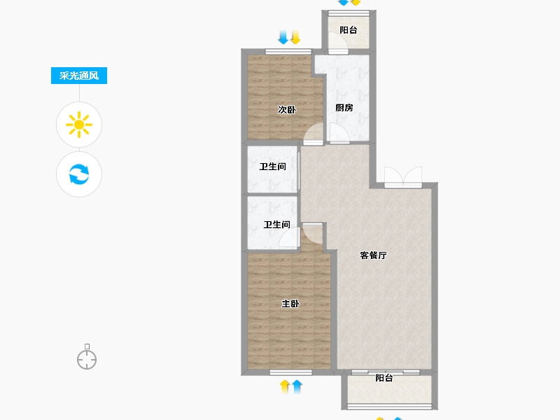 黑龙江省-齐齐哈尔市-锦湖金色世家-96.00-户型库-采光通风