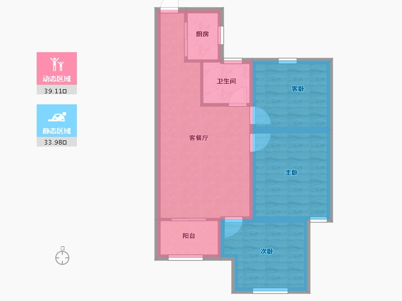 浙江省-杭州市-滨水名庭-64.89-户型库-动静分区