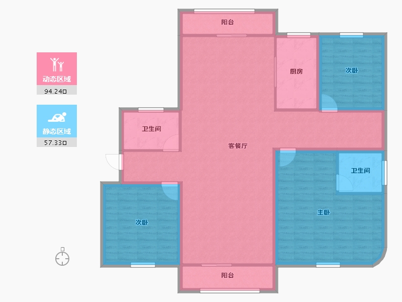 浙江省-杭州市-滨水名庭-137.98-户型库-动静分区