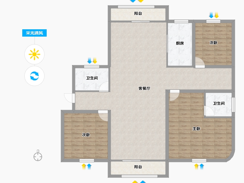 浙江省-杭州市-滨水名庭-137.98-户型库-采光通风