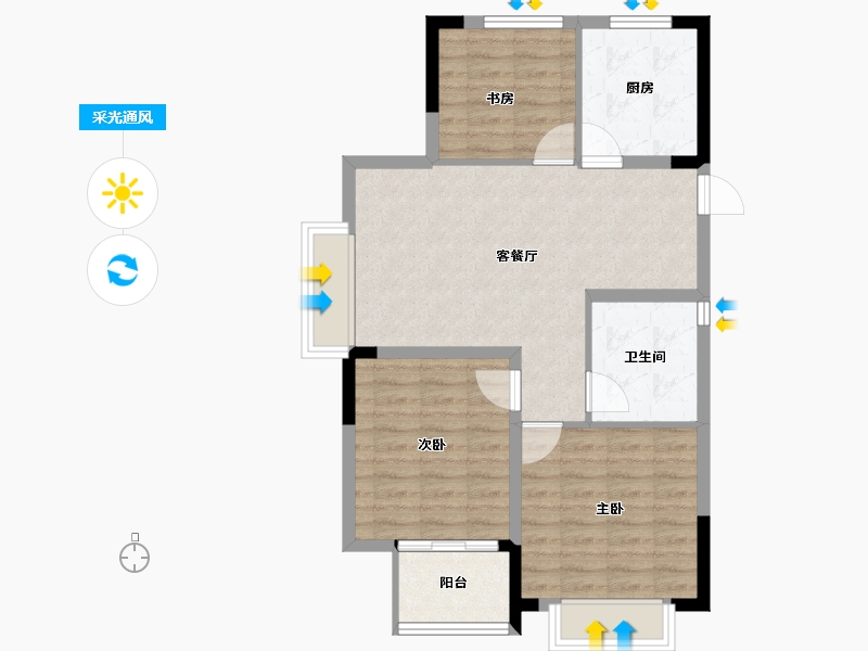 辽宁省-阜新市-日月明园-74.00-户型库-采光通风