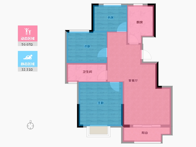 辽宁省-阜新市-日月明园-74.00-户型库-动静分区