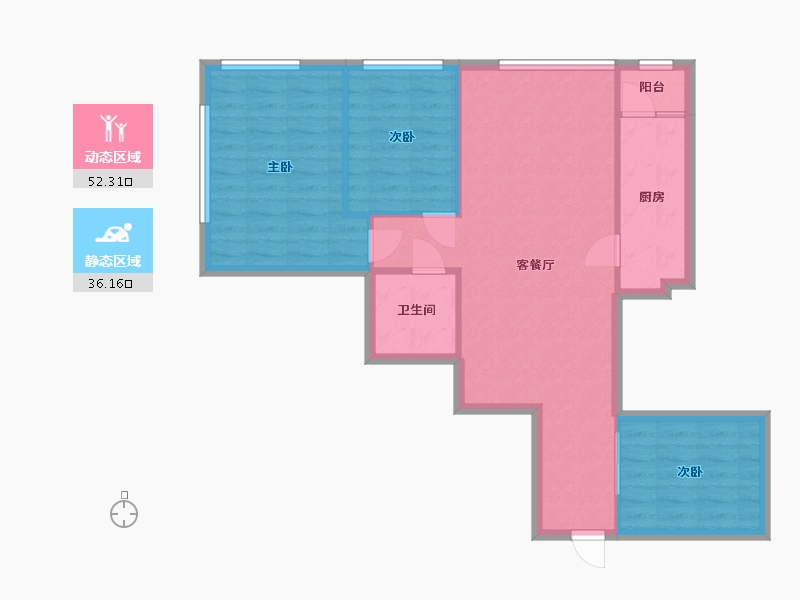 山东省-济南市-国际新城-85.77-户型库-动静分区