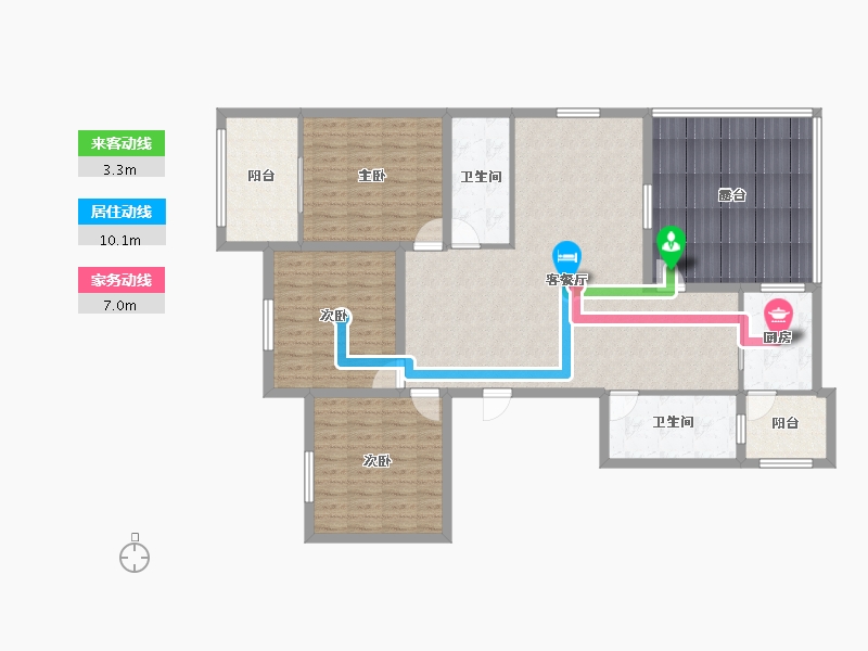 浙江省-杭州市-滨水名庭-132.04-户型库-动静线