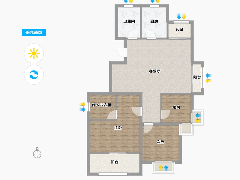 浙江省-杭州市-湘云雅苑-91.86-户型库-采光通风