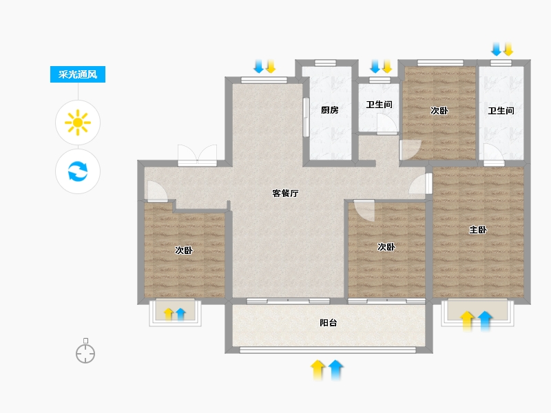 陕西省-安康市-陕建文澜公馆-120.00-户型库-采光通风