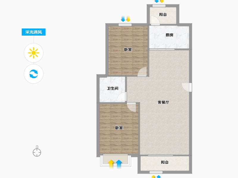 辽宁省-锦州市-金城御澜山-90.58-户型库-采光通风