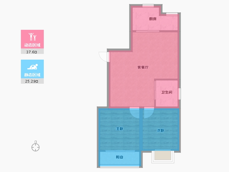 浙江省-杭州市-东新园新湖苑-56.38-户型库-动静分区