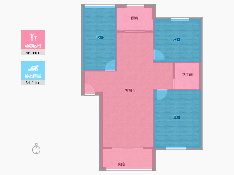 云南省-昆明市-南华区嘉华苑-74.00-户型库-动静分区