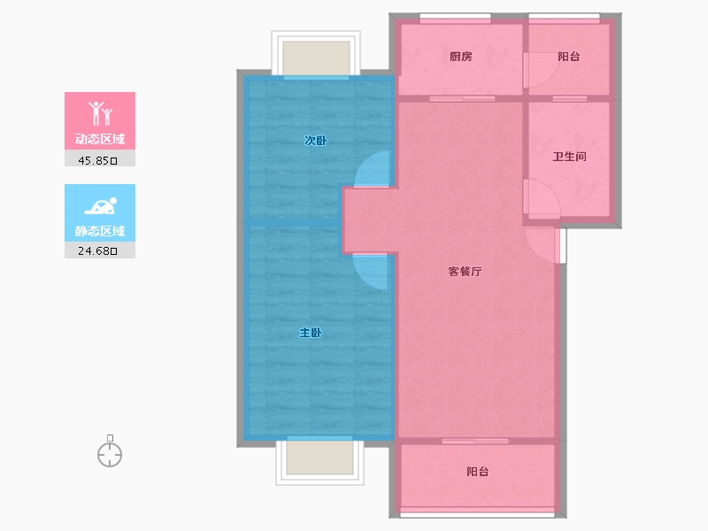 云南省-昆明市-南华区嘉华苑-64.01-户型库-动静分区