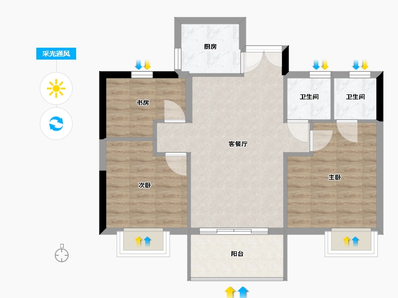 福建省-宁德市-万和城-73.00-户型库-采光通风