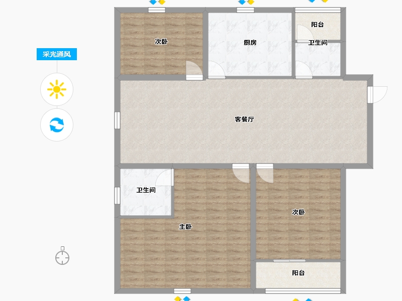 江苏省-苏州市-湖滨华城富贵苑-129.88-户型库-采光通风