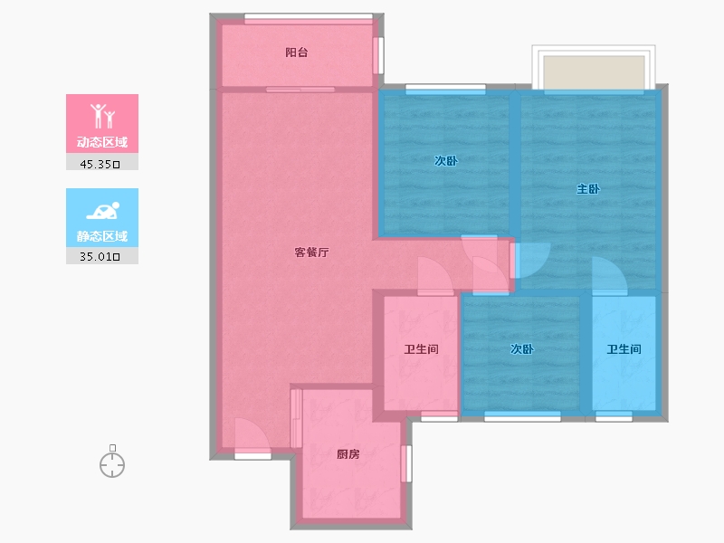 山东省-济南市-鲁商金茂悦府小区-74.00-户型库-动静分区