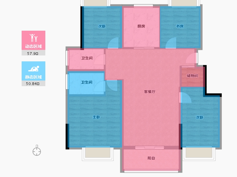 江苏省-镇江市-中南·林清月雅苑-97.39-户型库-动静分区