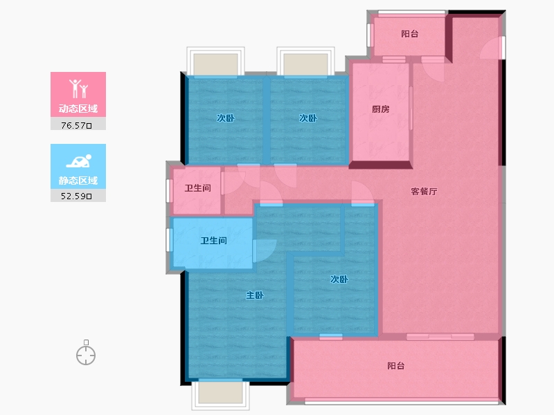 湖北省-黄冈市-玲珑家园-111.20-户型库-动静分区