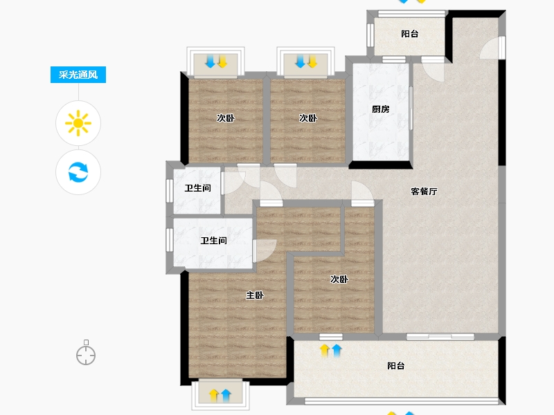 湖北省-黄冈市-玲珑家园-111.20-户型库-采光通风