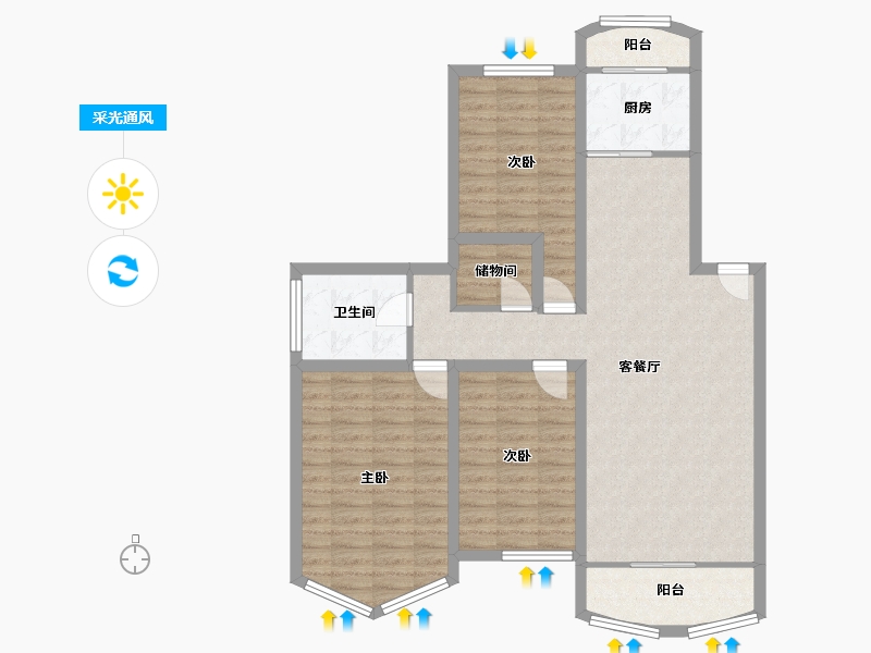 辽宁省-大连市-盛新园-97.31-户型库-采光通风