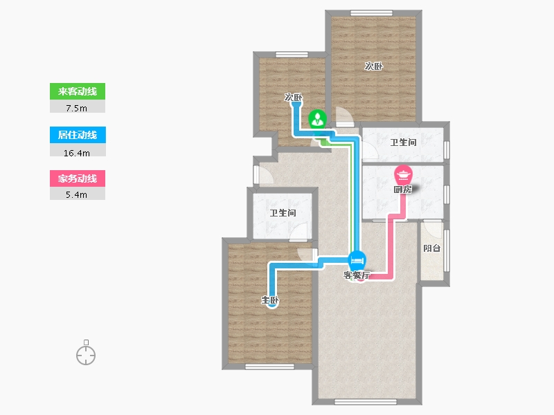 河北省-廊坊市-世嘉正园-111.82-户型库-动静线