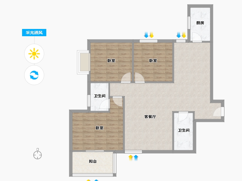 青海省-西宁市-陕安丰登小区-96.91-户型库-采光通风