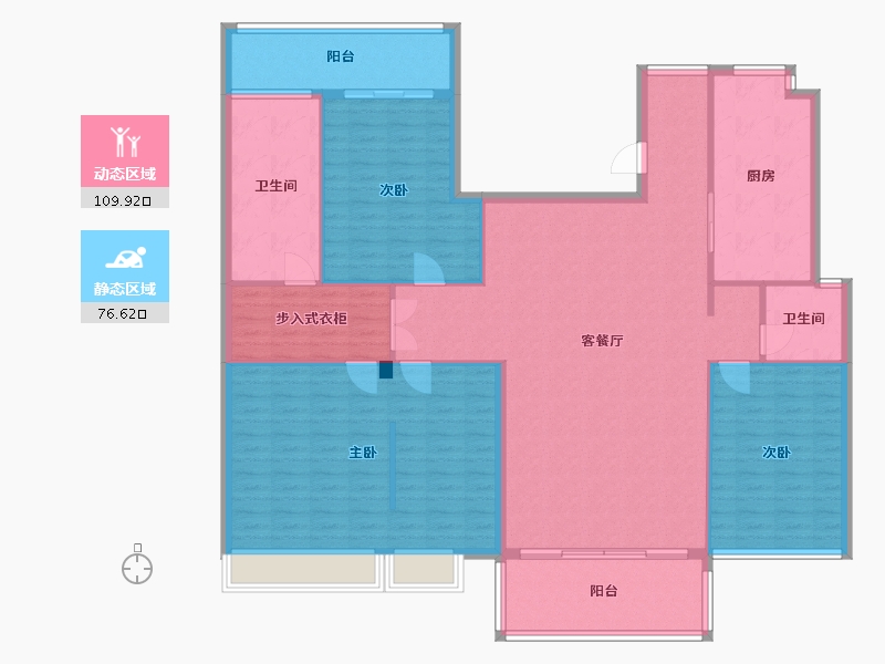 浙江省-杭州市-雅戈尔西溪晴雪-181.37-户型库-动静分区