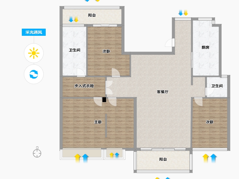 浙江省-杭州市-雅戈尔西溪晴雪-181.37-户型库-采光通风