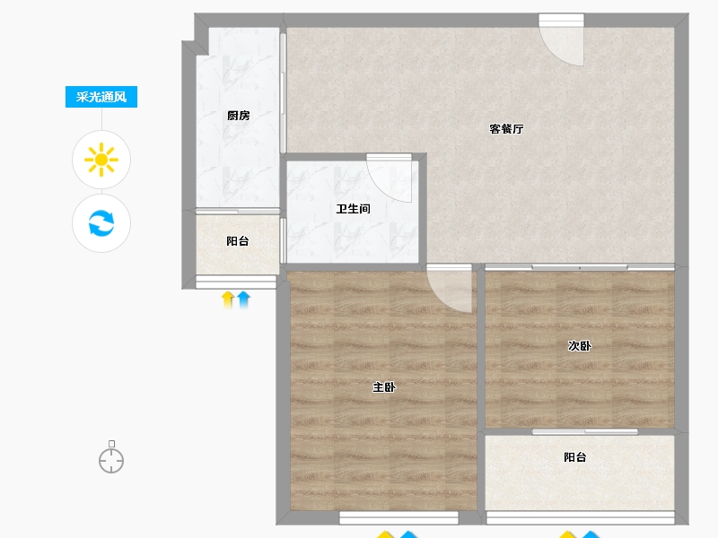 山东省-烟台市-天籁花园小区-62.44-户型库-采光通风