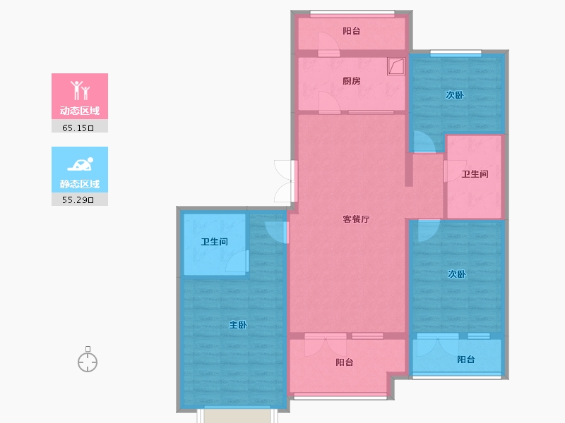 河北省-衡水市-天元怡水花园-107.28-户型库-动静分区