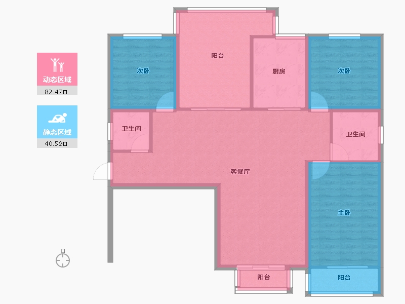 甘肃省-兰州市-重邦康城小区-111.64-户型库-动静分区