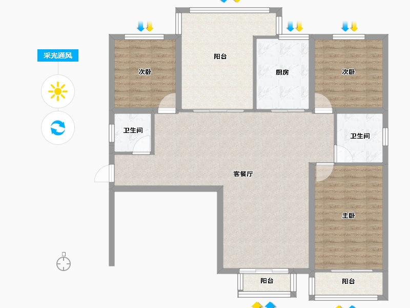 甘肃省-兰州市-重邦康城小区-111.64-户型库-采光通风