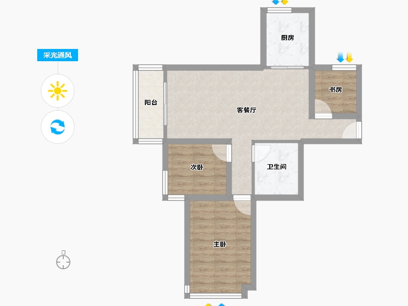 山东省-青岛市-西海景苑-60.37-户型库-采光通风