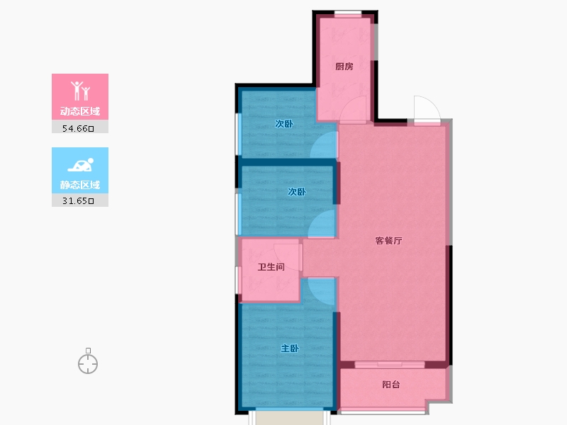 辽宁省-抚顺市-恒大华府-78.00-户型库-动静分区