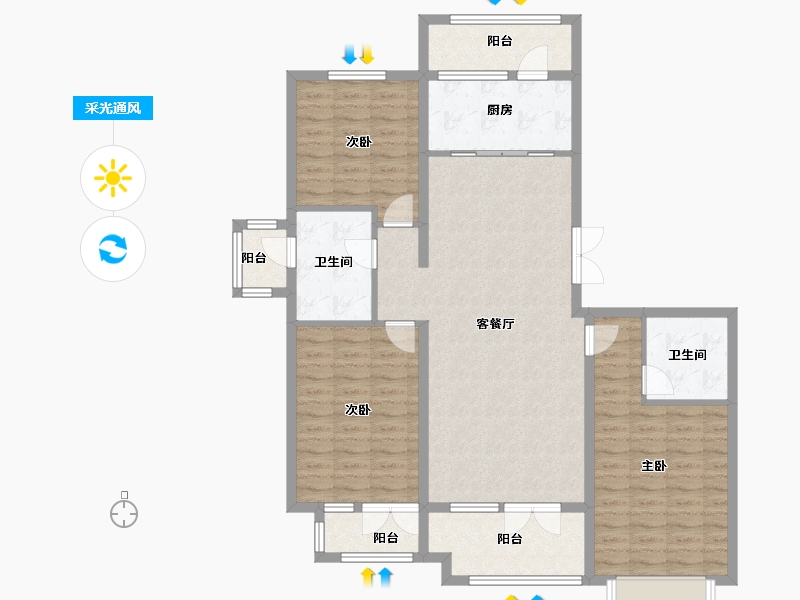 河北省-衡水市-天元怡水花园-117.09-户型库-采光通风