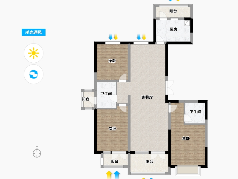 河北省-衡水市-天元怡水花园-125.40-户型库-采光通风