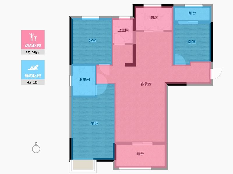 湖北省-武汉市-武汉城建天惠园-94.38-户型库-动静分区