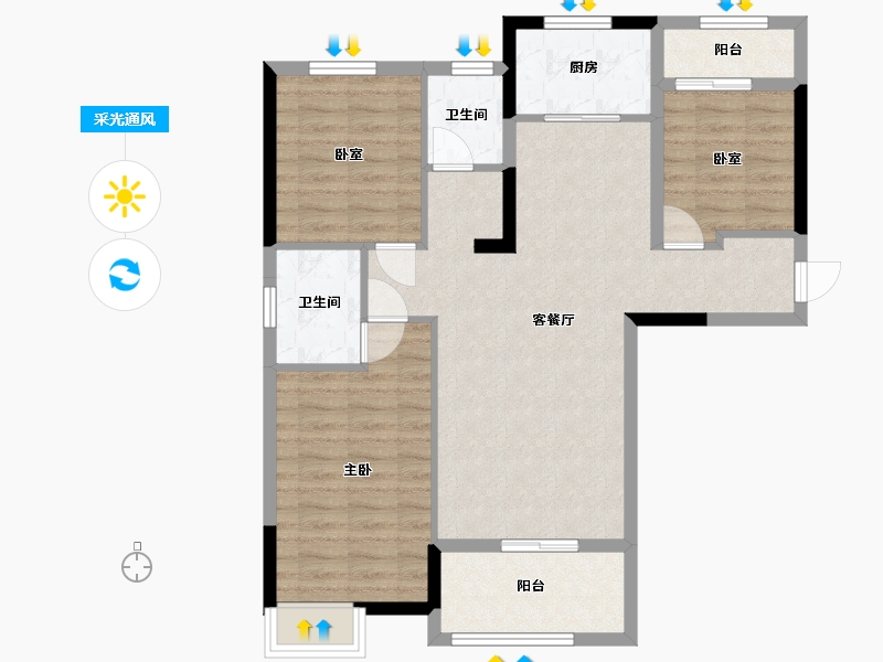 湖北省-武汉市-武汉城建天惠园-94.38-户型库-采光通风