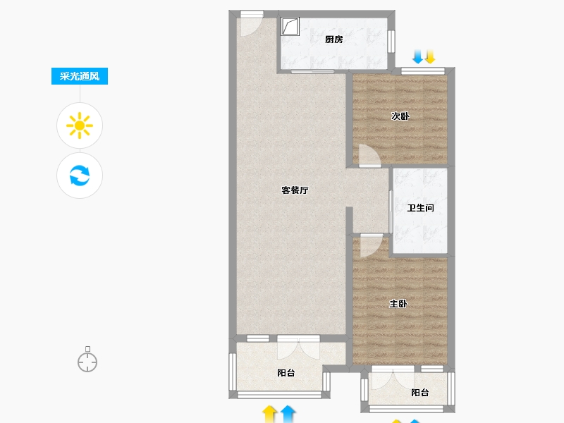 河北省-衡水市-天元怡水花园-86.03-户型库-采光通风