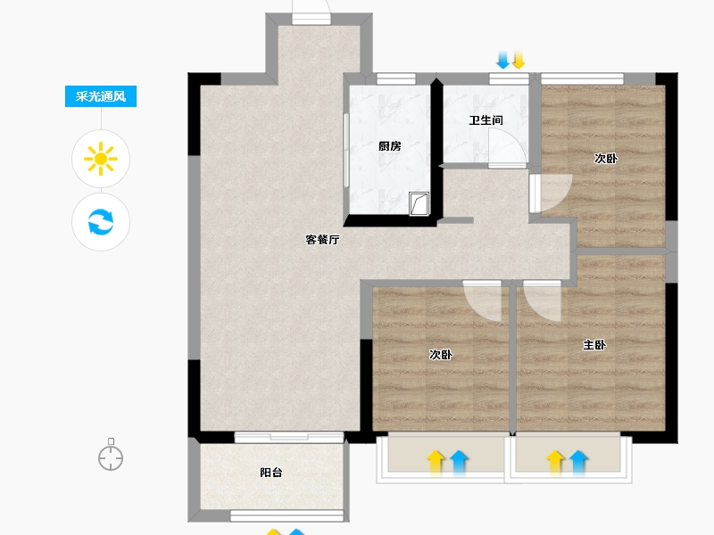 河南省-郑州市-孔雀城-71.20-户型库-采光通风